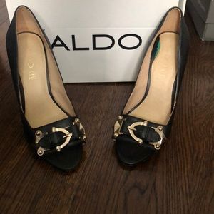 Aldo black peep toe heels